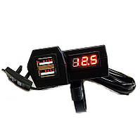 Зарядний USB на 2 виходи з вольтметром (YLUC08)