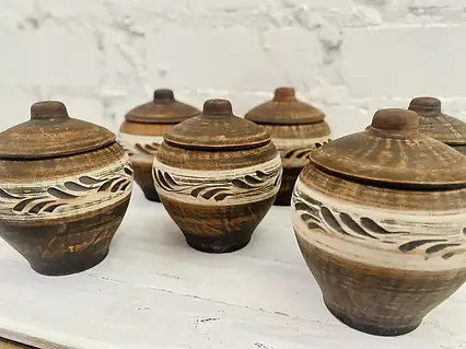 Набір горщиків Ангоб 6шт із червоної глини