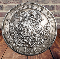 Сувенір монета долар СШАang 1883 г "Рицар-вбивця драконів". Hobo Coin American Morgan