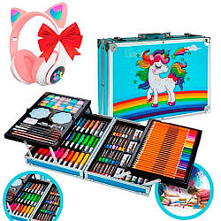 Набір для малювання 145шт + Подарунок Навушники VZV-23M / Дитячий набір для творчості / Набір художника