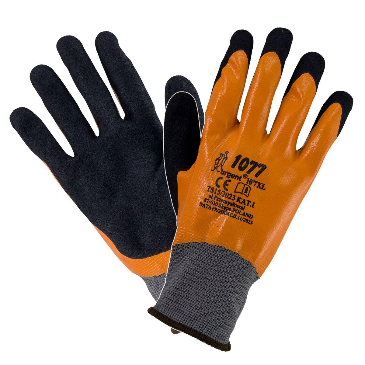 Рукавички робочі покриті спіненим латексом Foam+нітрилом "Urgent 1077" (Польща)
