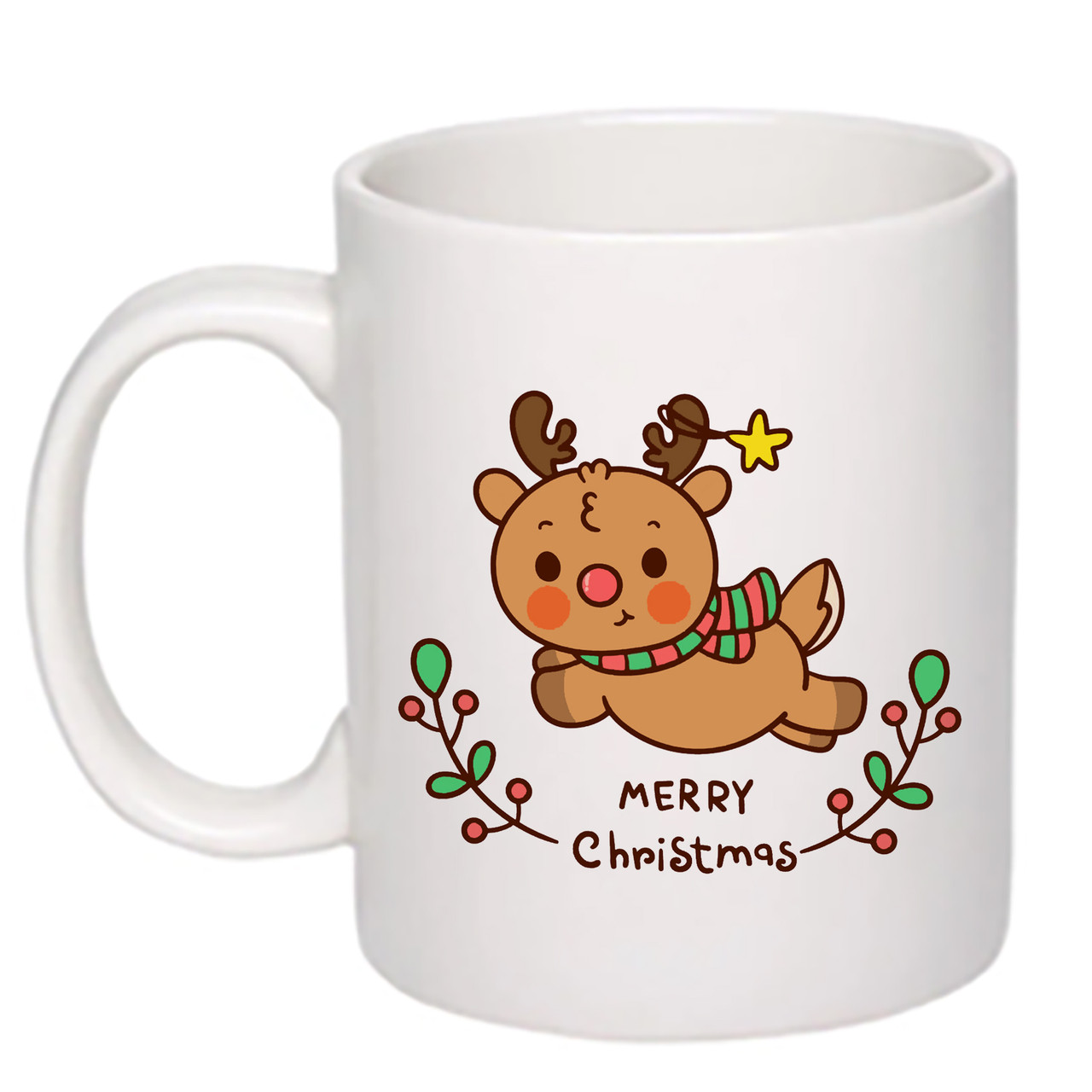 Чашка с печатью "Marry Christmas deer" 330мл (колір білий) (21246)