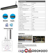 Промисловий світильник 150Вт IP65 6400К лінійний вологозахищений підвісний LED світильник 100W PYRAMID-150, фото 3