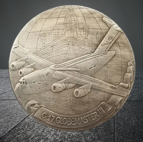 Монета сувенір, 1 долар СШАang, військово-транспортний літак ВВС США Боїнг C-17 Globemaster III., фото 1