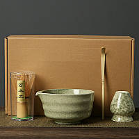 Набір посуду для чаю матча зелений 4 предмети