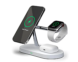 Бездротовий зарядний пристрій 5 в 1 Magnetic 15W White