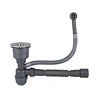 Сифон LK17 для кухонної мийки, випуск 115 мм, колбовий з круглим переливом (вихід гофра 40/50 мм) Lidz