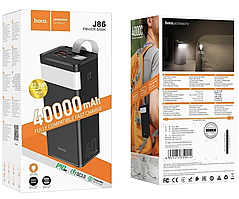 Універсальна мобільна батарея Повербанк Hoco J86 400000mAh з ліхтарем Black