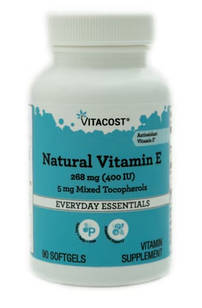 Vitacost Natural Vitamin E,  268 мг (400 IU) Вітамін Е, суміш токоферолів 5 мг, 90 капсул. До 12/2025