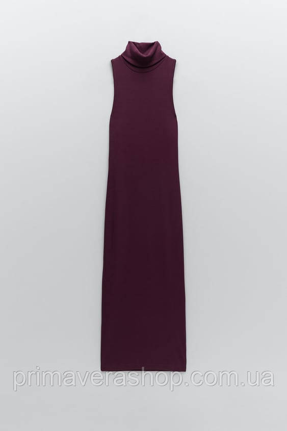 Zara Сукня міді фіолетова в рубчик S, фото 1