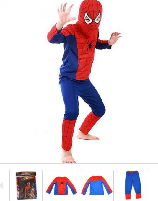 Маскарадний костюм Спайдермен синій, фото 1
