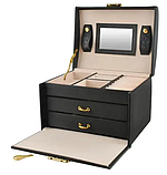 Шкатулка футляр скринька для коштовностей прикрас чорна Beautylushh 6348, фото 4