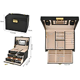 Шкатулка футляр скринька для коштовностей прикрас чорна Beautylushh 6348, фото 6