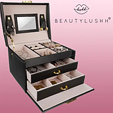 Шкатулка футляр скринька для коштовностей прикрас чорна Beautylushh 6348, фото 7