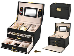 Шкатулка футляр скринька для коштовностей прикрас чорна Beautylushh 6348