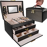 Шкатулка футляр скринька для коштовностей прикрас чорна Beautylushh 6348, фото 10