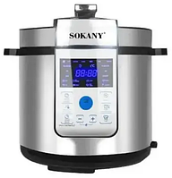 Багатофункціональна мультиварка-скороварка 1500 вт Sokany SK-07044 з неіржавкої сталі, чаша 6 л