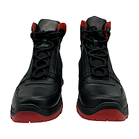 Зимові чоловічі черевики із чорної шкіри із червоними вставками на спортивній підошві «Style Shoes», фото 5