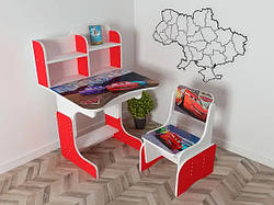 Дитяча парта шкільна растишка зі стільцем Тачки (Cars) 108, червона