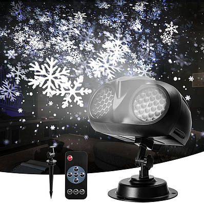 Святковий вуличний девайс Світлова лампа лазерний проектор зі сніжинками з пультом таймер Регулює мерехтіння