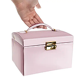 Шкатулка футляр скринька для коштовностей прикрас рожева Beautylushh 6400, фото 2