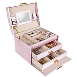 Шкатулка футляр скринька для коштовностей прикрас рожева Beautylushh 6400, фото 4