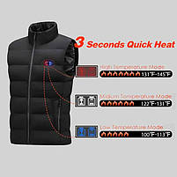 Жилет чорний з usb підігрівом Люкс, 9 зон обігріву, 2XL, фото 4