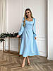 Блакитна жіноча витончена ошатна приталена сукня з костюмної тканини довжини міді, фото 8