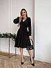 Жіноча Сукня з рукавом на Запах із Костюмної тканини в талії на широкому поясі Колір чорний, фото 8