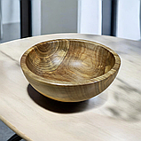 Дерев'яний салатник з цільного горіха. Діаметр 23см., фото 9