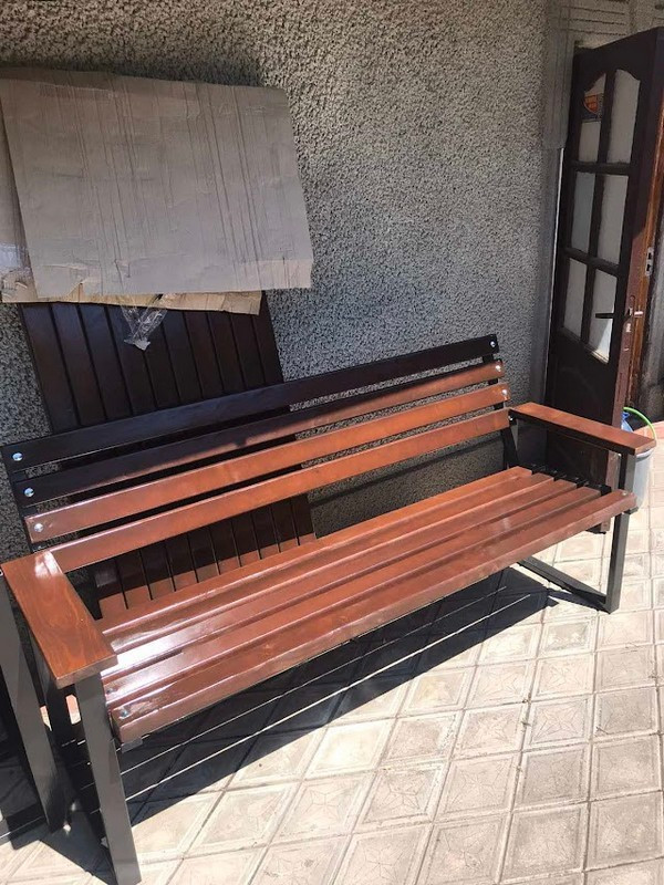 Садова лавочка лофт зі спинкою лавка паркова вулична Л01П1, фото 1