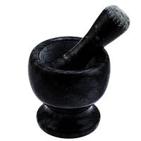 Ступка для спецій кам'яна з товкачем Чорна