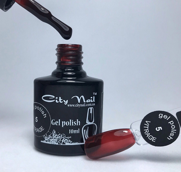 Гель-лак вітражний CityNail 5 темно-червоний, вишневий, фото 1