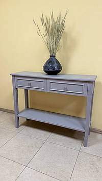 Консоль пристінний столик із натурального дерева ясен сіра з ящиками 1100х300х800 мм