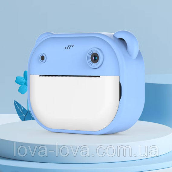 Дитячий цифровий фотоапарат миттєвого друку на дві камери Children's Printing Camera Y600 12 Мп 64 Гб Blue