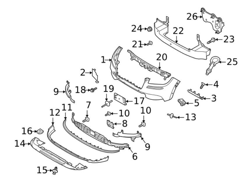 Решітка хромова нижня бампера хром Lincoln Corsair