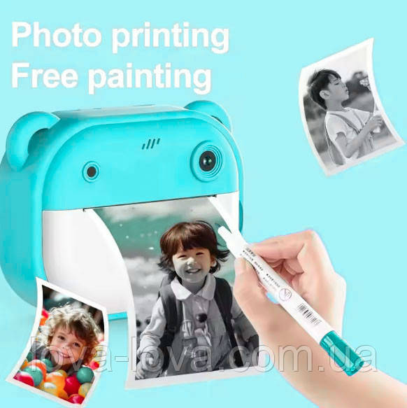 Дитячий цифровий фотоапарат миттєвого друку на дві камери Children's Printing Camera Y600 12 Мп 64 Гб Green