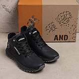 Спортивні шкіряні зимові чорні кросівки на хутрі, кросівки з натурального хутра чоловічі *Д3ч.бот* real, фото 3