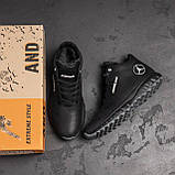 Спортивні шкіряні зимові чорні кросівки на хутрі, кросівки з натурального хутра чоловічі *Д3ч.бот* real, фото 5