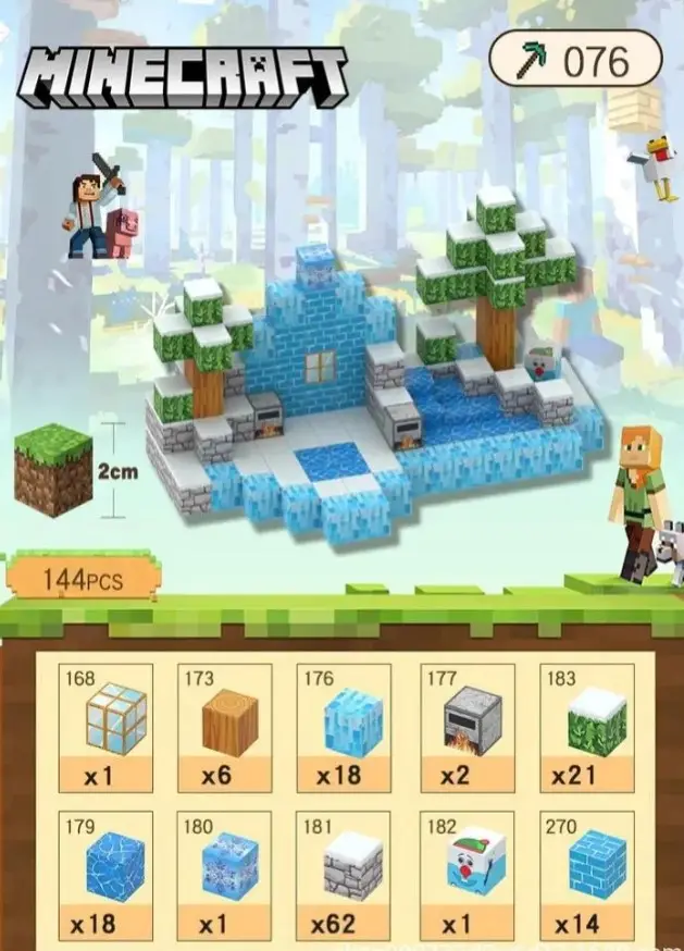 Конструктор магнітний Майнкрафт, Creative World, 144 дет., JM 808