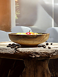 Великий дерев'яний салатник з цільного горіха. Діаметр 27см., фото 4