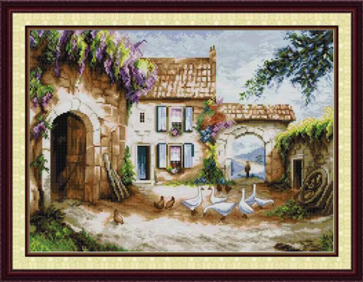 Набір для вишивання за нанесеною на канву схемою “Homestead”.AIDA 14CT printed , 48*36 см, фото 1