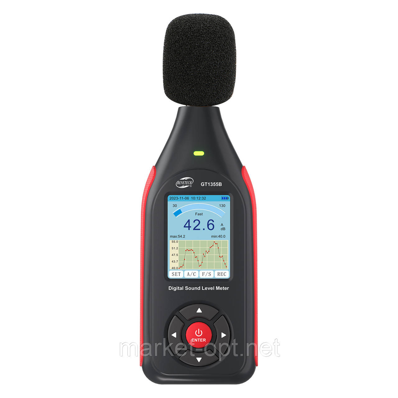 Вимірювач рівня шуму (шумомер) цв дисплей, фільтр А/С, USB BENETECH GT1355B, фото 1