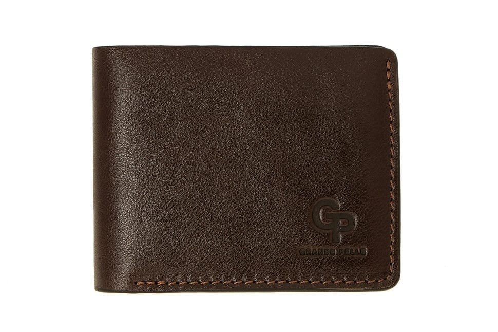 Портмоне Grande Pelle Onda 110х90х10 мм глянсова шкіра шоколад 507620, фото 1