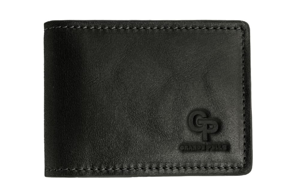Затискач Grande Pelle 107610 глянсова шкіра чорний, фото 1