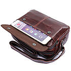 Чоловіча шкіряна сумка через плече місткий месенджер із натуральної шкіри коричнева 23,5*17*9 см, фото 5