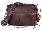 Чоловіча шкіряна сумка через плече місткий месенджер із натуральної шкіри коричнева 23,5*17*9 см, фото 7