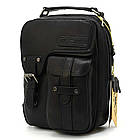 Чоловіча шкіряна сумка через плече місткий месенджер із натуральної шкіри чорна 21*27*10 см, фото 3