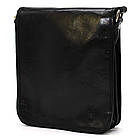 Чоловіча шкіряна сумка через плече місткий месенджер із натуральної шкіри чорна 26*22*8 см, фото 3