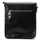 Чоловіча шкіряна сумка через плече місткий месенджер із натуральної шкіри чорна 26*22*8 см, фото 5
